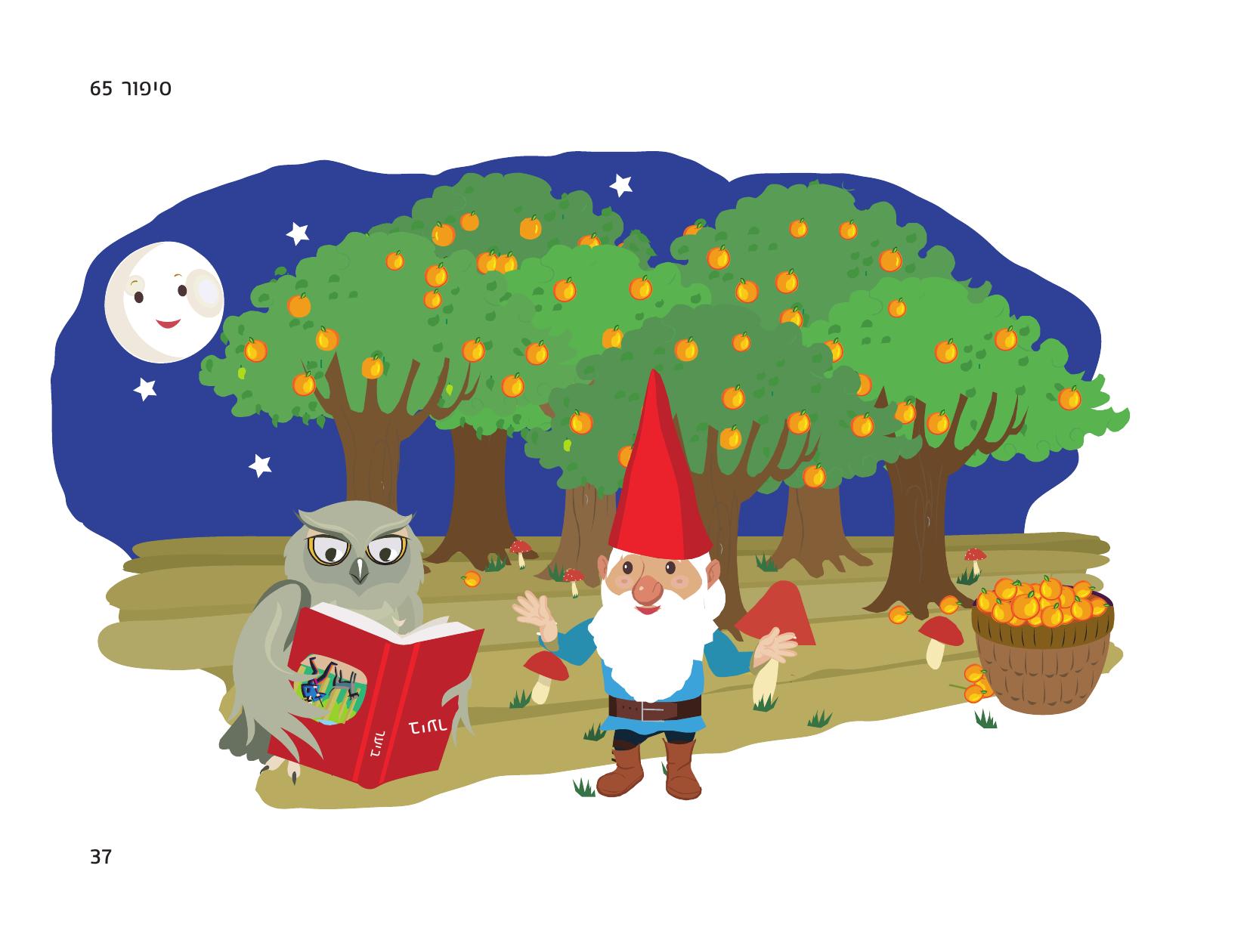 איור מסיפור הגמד קורא ספר — ספרון סיפורים מרכז דורון